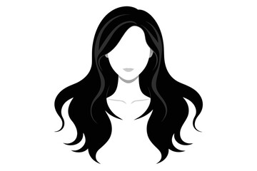 Vector Illustration Set Brunette Female Character Templates Featuring Long, Cascading Hairstyles