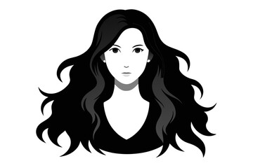 Vector Illustration Set Brunette Female Character Templates Featuring Long, Cascading Hairstyles