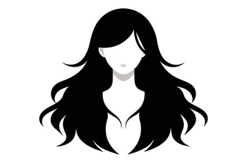 Vector Illustration Set Brunette Female Character Templates Featuring Long, Cascading Hairstyles