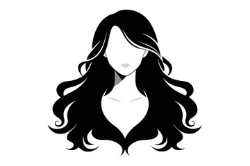 Vector Illustration Set Brunette Female Character Templates Featuring Long, Cascading Hairstyles