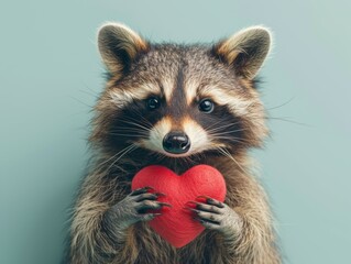 Pastel Green Raccoon for Valentine's Day