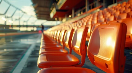 Orange Stadium Seats Sport Concept.