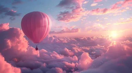 Tuinposter Hot air balloons drifting lazily through a cotton candy sky © MuhammadInaam