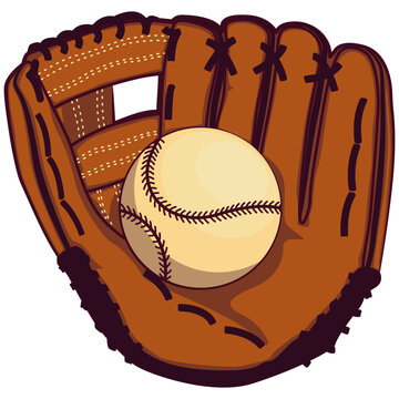 recommend clip art: baseball cartoon vector isolated clip art illustration catching a baseball with a baseball glove, work of hand drawn