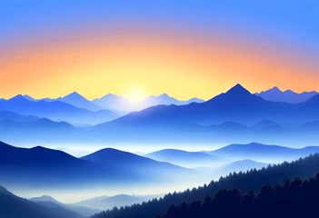 Fotobehang Digital-Painting-Invigorating-Morning-Sunrise-Over (9) 1 © Rida