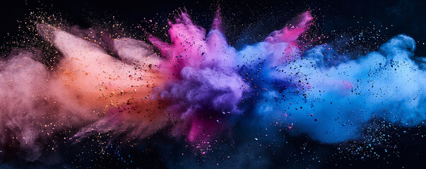 Explosion of colored powder on black background AI-generated Image