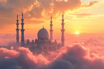 Foto op Plexiglas mosque covered in clouds © Bloodlinemitha02