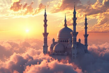 mosque covered in clouds