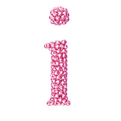 Symbol made of pink volleyballs. letter i