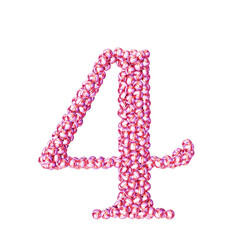 Symbol made of pink volleyballs. number 4