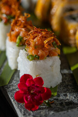 close up sushi roll