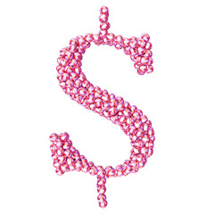 Symbol made of pink volleyballs