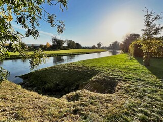 bank of the river Opava in the town of Kravare
