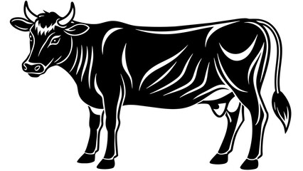 Premium Cow Graphic Icon Black Silhouette Design for Versatile Use