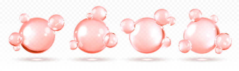 Pink collagen skin serum. Essence drops. Cosmetic vitamin. Skin care cosmetics solution. Vector illustration