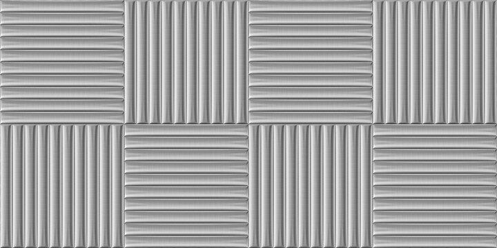 Scratch silver metal, convex, rectangular wall panels