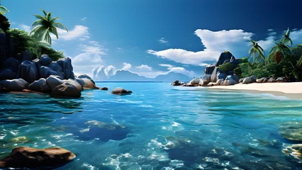 Gordijnen sea,beach,island,water, fantastic scenery,Generative AI © AI machine