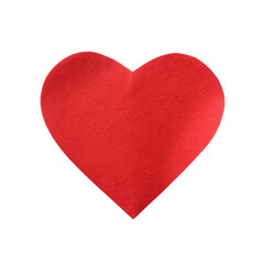 Red paper on heart shaped, isolated on transparent background.