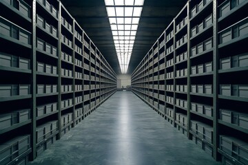 Desolate storage space empty warehouse devoid of inventory - obrazy, fototapety, plakaty