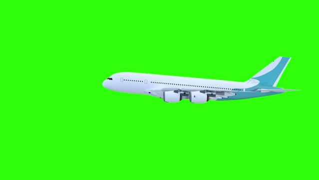3D animation of a plane seen in profile, then from behind - loop - 3D rendering