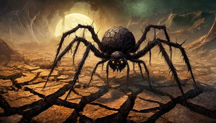 Czarny pająk fantasy - obrazy, fototapety, plakaty