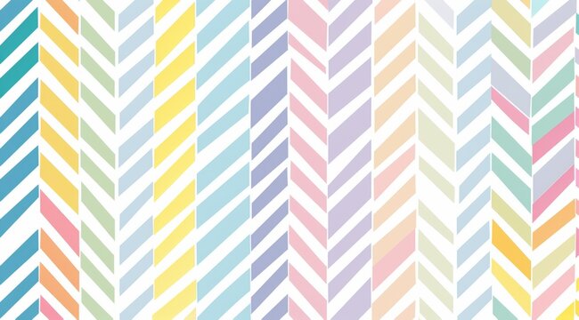 repeating pattern in the style of pastel rainbow herringbone lines on a simple white Cute and colorful background Generative AI