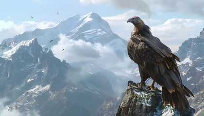 Condor bird at the summit of a mountain