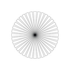 Circular radial, radiating lines. Circular, concentric lines. Segmented circle shape. Symbol design icon graphic element resources. Vector illustration with an abstract theme