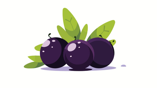 Acai berries vector flat icon Flat design of superf