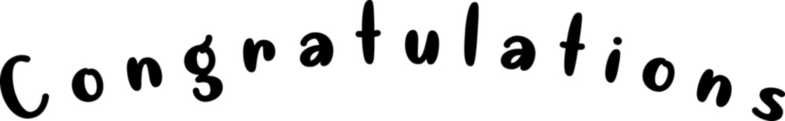 Congratulations warped text. Congratulations handwritten bold sign. Congratulations black calligraphy.