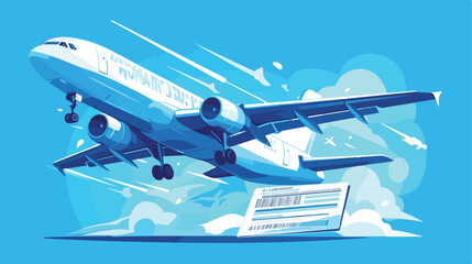 Airplane ticket line icon 2d flat cartoon vactor il