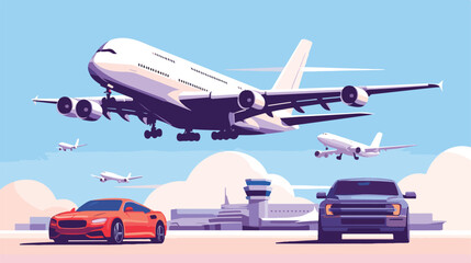Airport car icon 2d flat cartoon vactor illustratio