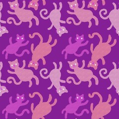 Halloween animals seamless watercolor paint cats pattern for fabrics and kids clothes and party accessories