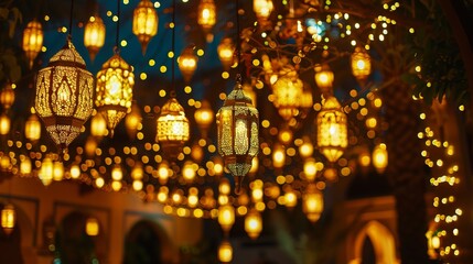 Obraz na płótnie Canvas Bright Evenings: Using Innovative Lighting Concepts to Bring Ramadan to Life