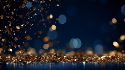 Luxurious Golden Bokeh Particles on Dark Background