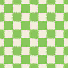 Seamless pattern with fuzzy green checkerboard