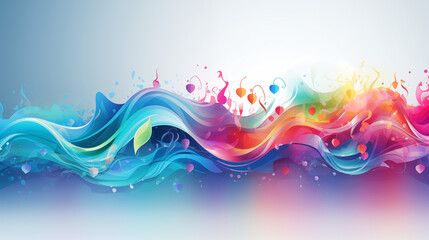 Elegant Waves and Leaves Abstract Digital Art Background