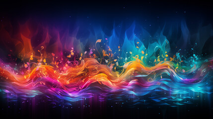 Fototapeta na wymiar Vibrant Abstract Flowing Waves and Particles Artwork