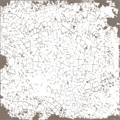 Texture of one old ceramic tile with cracks on the surface and chips on the edges of the tiles. Vector illustration in gray color. For background, imitation of antiquity.