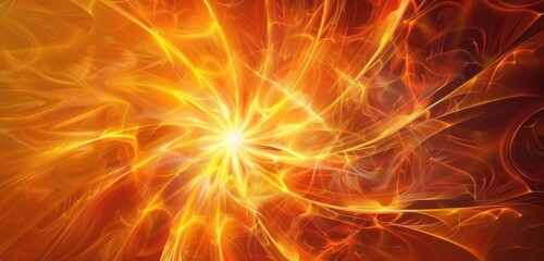 Abstract background with orange and yellow tones, with sun rays shining through the center of an abstract pattern, creating a soft glow effect Generative AI