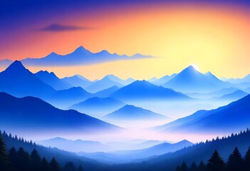 Digital Painting Invigorating Morning Sunrise Over (1) 1