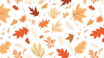 Autumn leaves pattern. Hand-drawn seamless pattern.