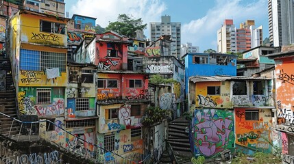Urban Murmurs: Graffiti as a Form of Expression in Rio de Janeiro's Favelas - obrazy, fototapety, plakaty