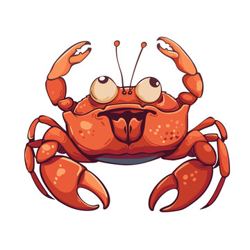 Cute cartoon red crab isolated on white background. Vector illustration.