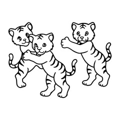 Fototapeta premium 3 tigers line art design vector 