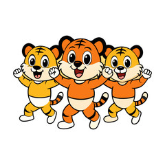 Cute tigers vector illustration cartoon