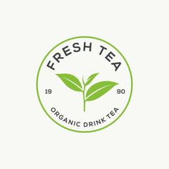 Tea leaf logo design template. Green tea logo. Vector illustration.