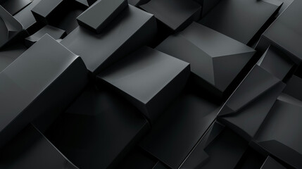 Fototapeta premium Black tech background, with a geometric 3D structure. Clean, minimal design with simple futuristic forms. 3D render