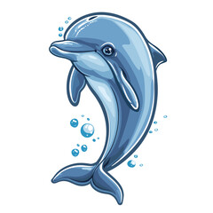 Dolphin cartoon icon isolated on white background. Vector illustration of a dolphin.