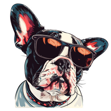 French bulldog in sunglasses. Vector illustration of a french bulldog.